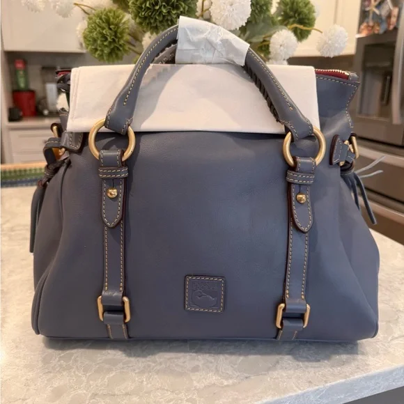 Dooney & Bourke large steel blue Florentine satchel - Picture 6 of 13